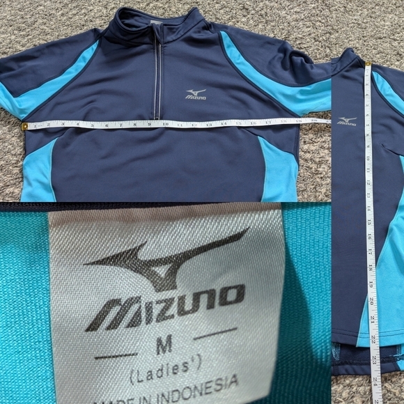 ✨3/$15 Mizuno blue 1/3 zip long sleeve pullover M - Picture 7 of 9